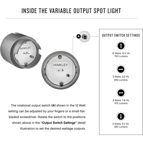 Hardy Island Lumacore 12v 12.00 watt Satin Black Landscape Spot Light, Variable Output