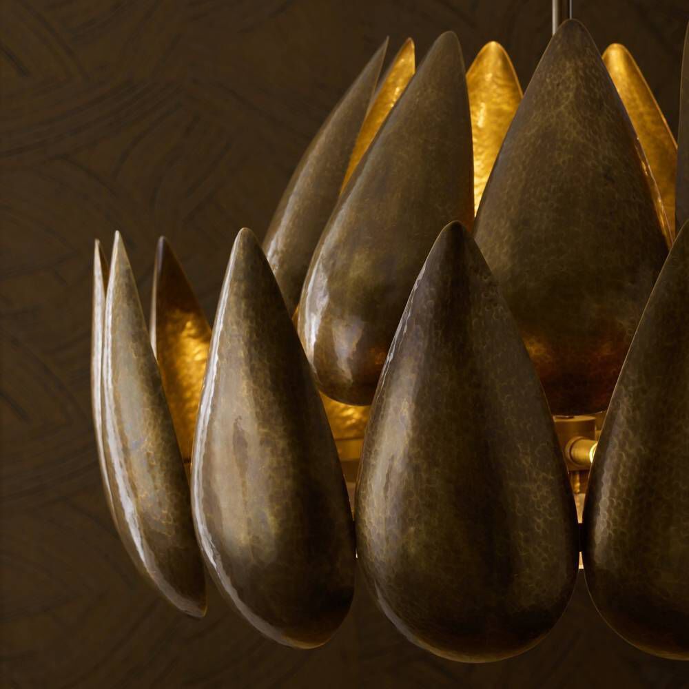 Anastasia 40 inch Hammered Brass Chandelier Ceiling Light