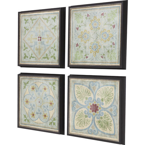 Geometrics Blue and Multi and Green and Beige Framed Art