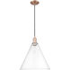 Arcadia Berkshire Glass 1 Light 16 inch Antique Copper Mini Pendant Ceiling Light in Clear