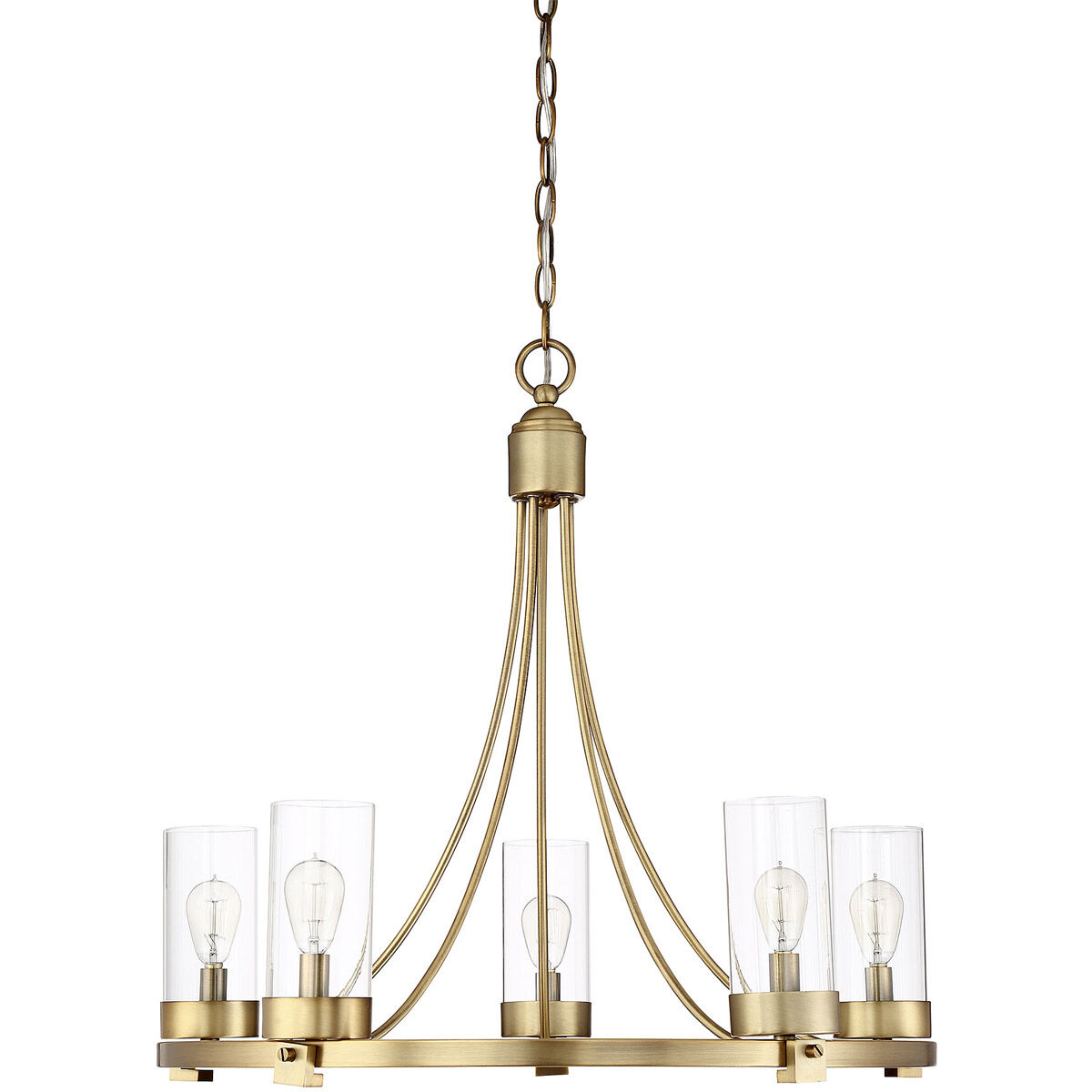 Modern 5 Light 26 inch Natural Brass Chandelier Ceiling Light