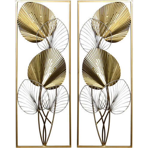 Gold Leaflets Gold and Silver Brushed Wall Art