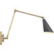 Luca 22.5 inch 60.00 watt Natural Brass Swingarm Sconce Wall Light in Matte Black