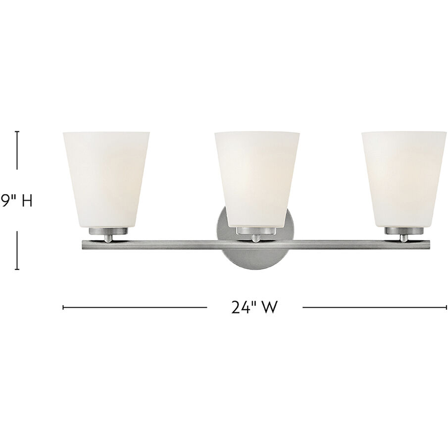 Bri 3 Light 24 inch Brushed Nickel Bath Light Wall Light