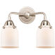 Nouveau 2 Small Bell LED 13 inch Polished Nickel Bath Vanity Light Wall Light in Matte White Glass