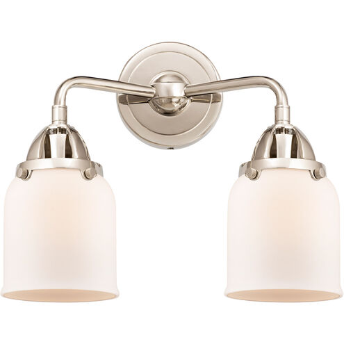 Nouveau 2 Small Bell LED 13 inch Polished Nickel Bath Vanity Light Wall Light in Matte White Glass