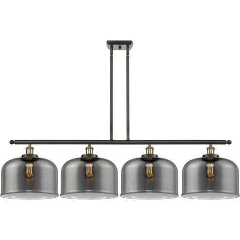 Ballston X-Large Bell LED 48 inch Black Antique Brass Island Light Ceiling Light in Plated Smoke Glass
