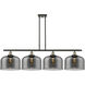 Ballston X-Large Bell LED 48 inch Black Antique Brass Island Light Ceiling Light in Plated Smoke Glass