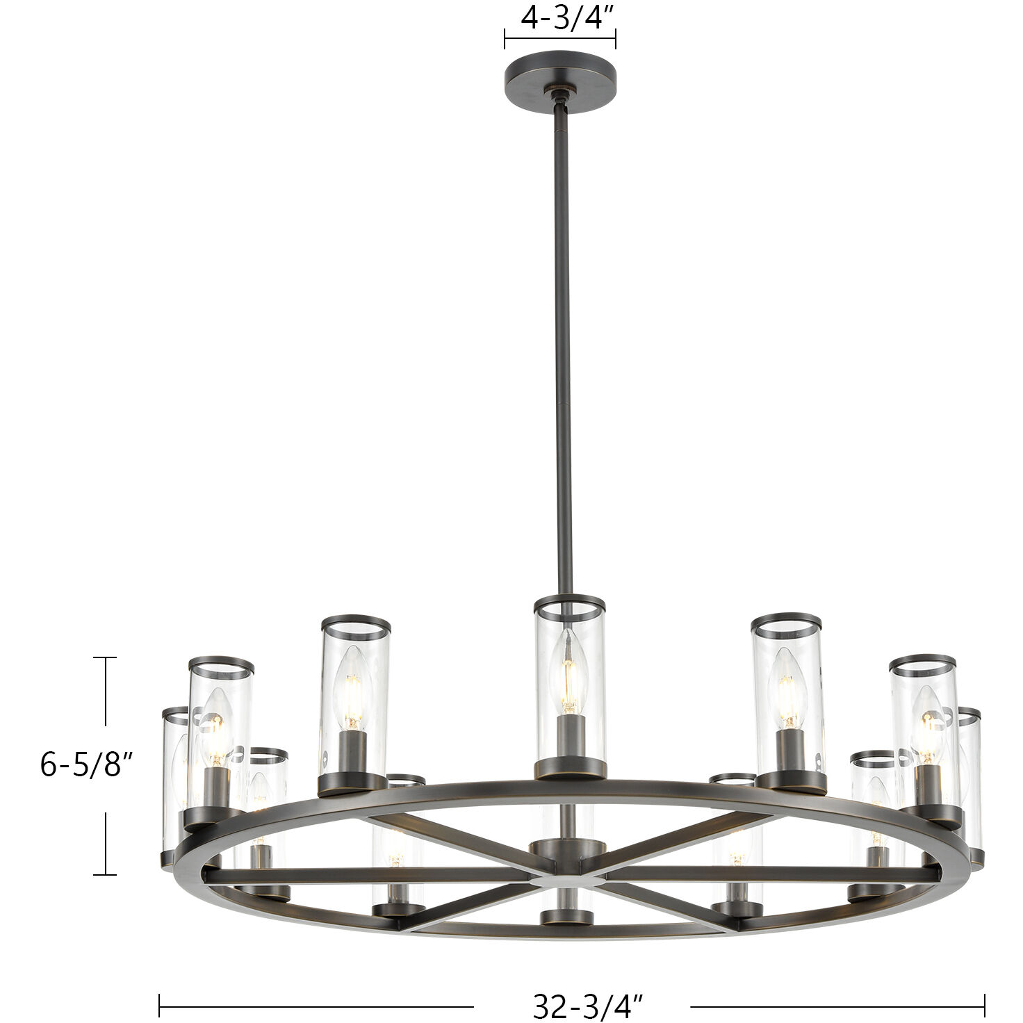Revolve 12 Light 32.75 inch Urban Bronze/Clear Glass Chandelier Ceiling Light