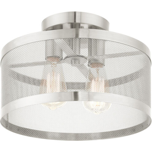 Industro 2 Light 13 inch Brushed Nickel Semi Flush Ceiling Light