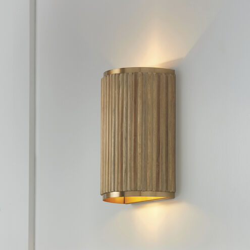 Donovan 2 Light 7.5 inch White Wash and Matte Brass Sconce Wall Light