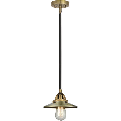 Nouveau 2 Railroad 1 Light 8 inch Black Antique Brass Mini Pendant Ceiling Light in Incandescent