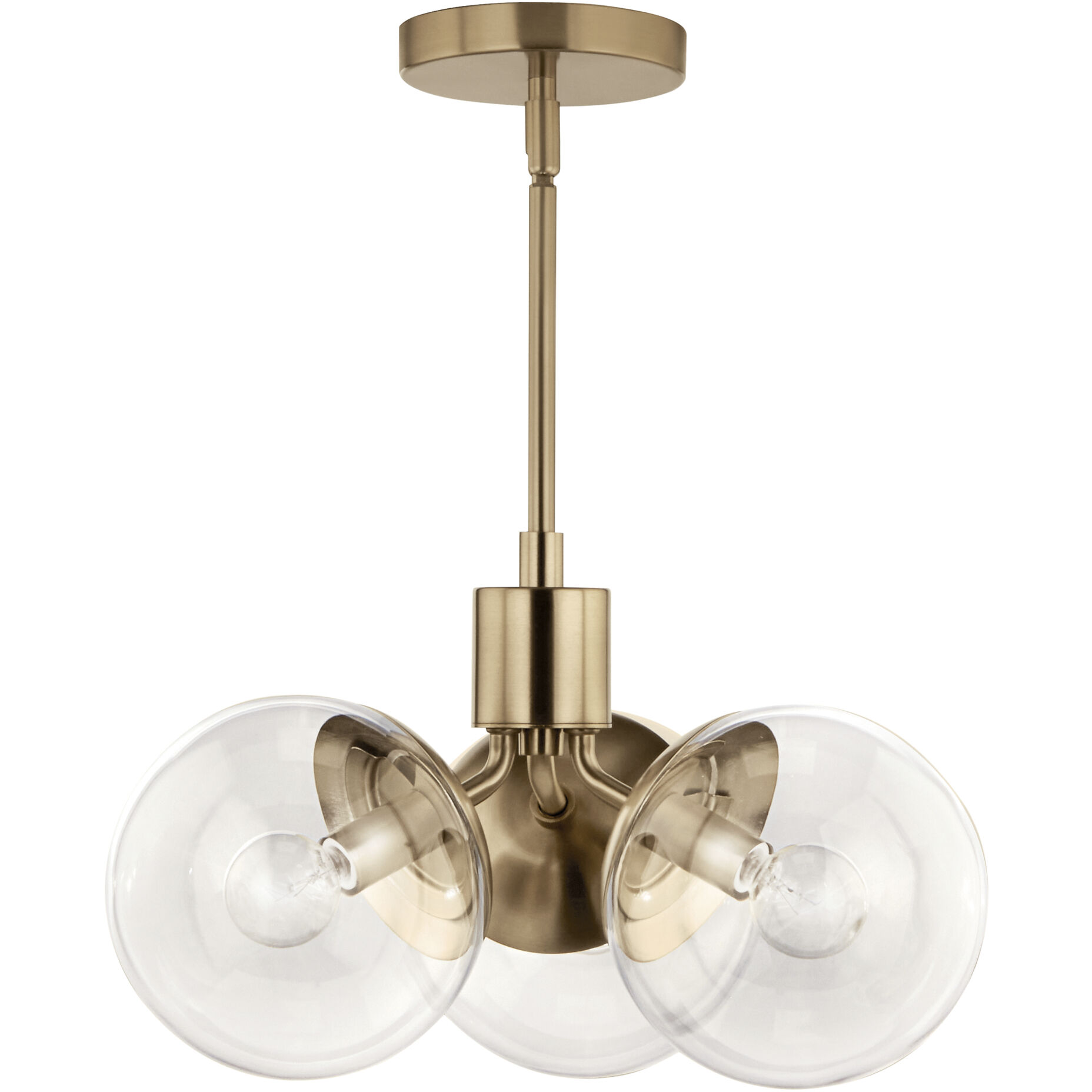 Silvarious 3 Light Champagne Bronze Chandelier/Semi Flush Ceiling Light in Clear