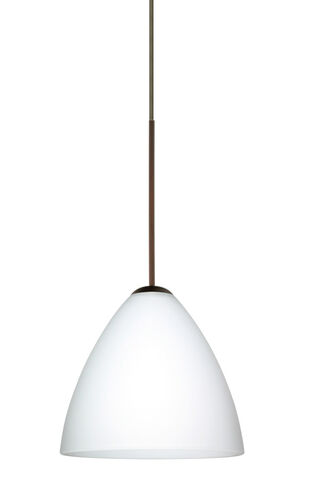 Mia 1 Light Bronze Pendant Ceiling Light in Opal Matte Glass, Halogen