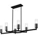 Cruz 6 Light 48 inch Matte Black Linear Chandelier Ceiling Light, Large