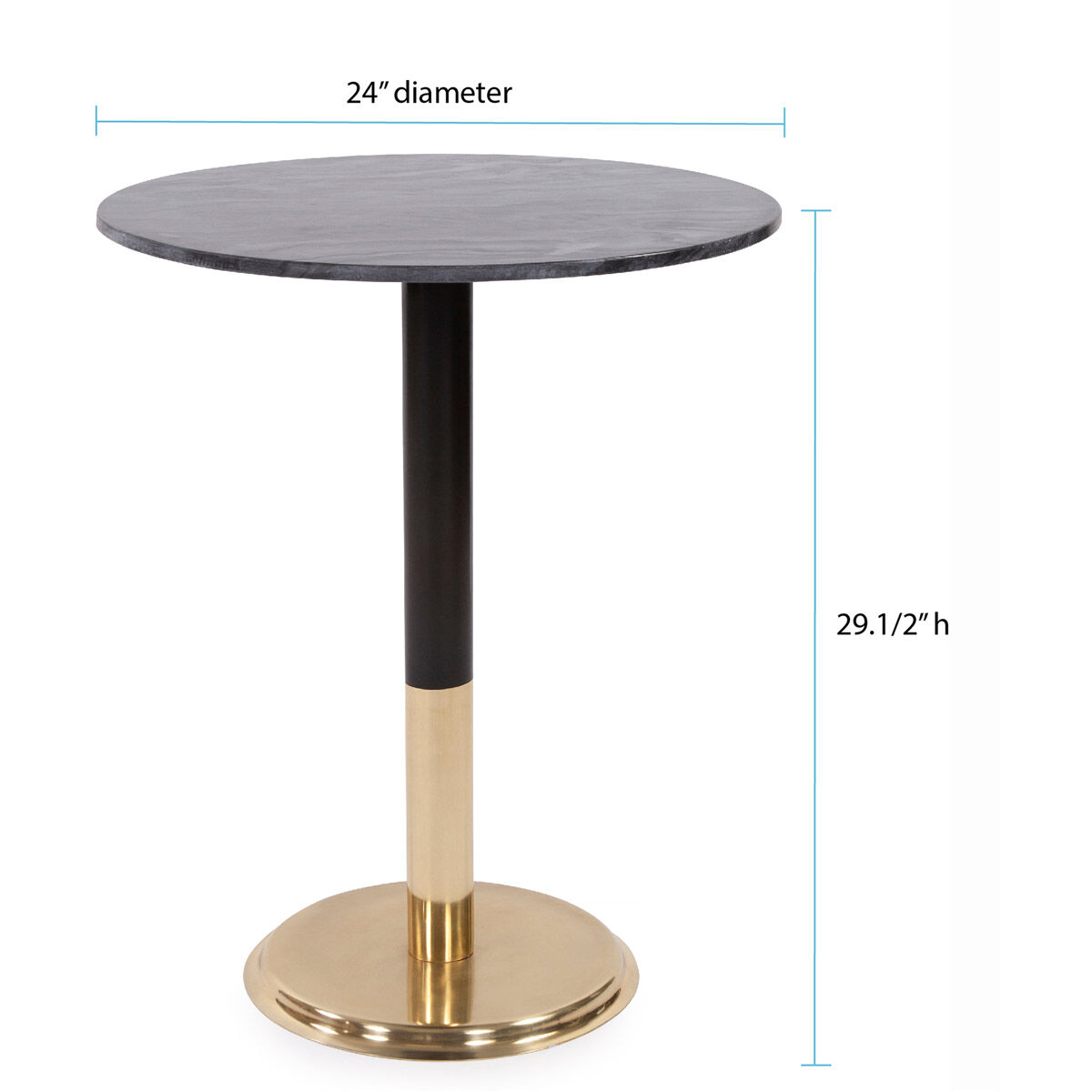 Micca Club Polished Gold with Black Marble Bistro Table