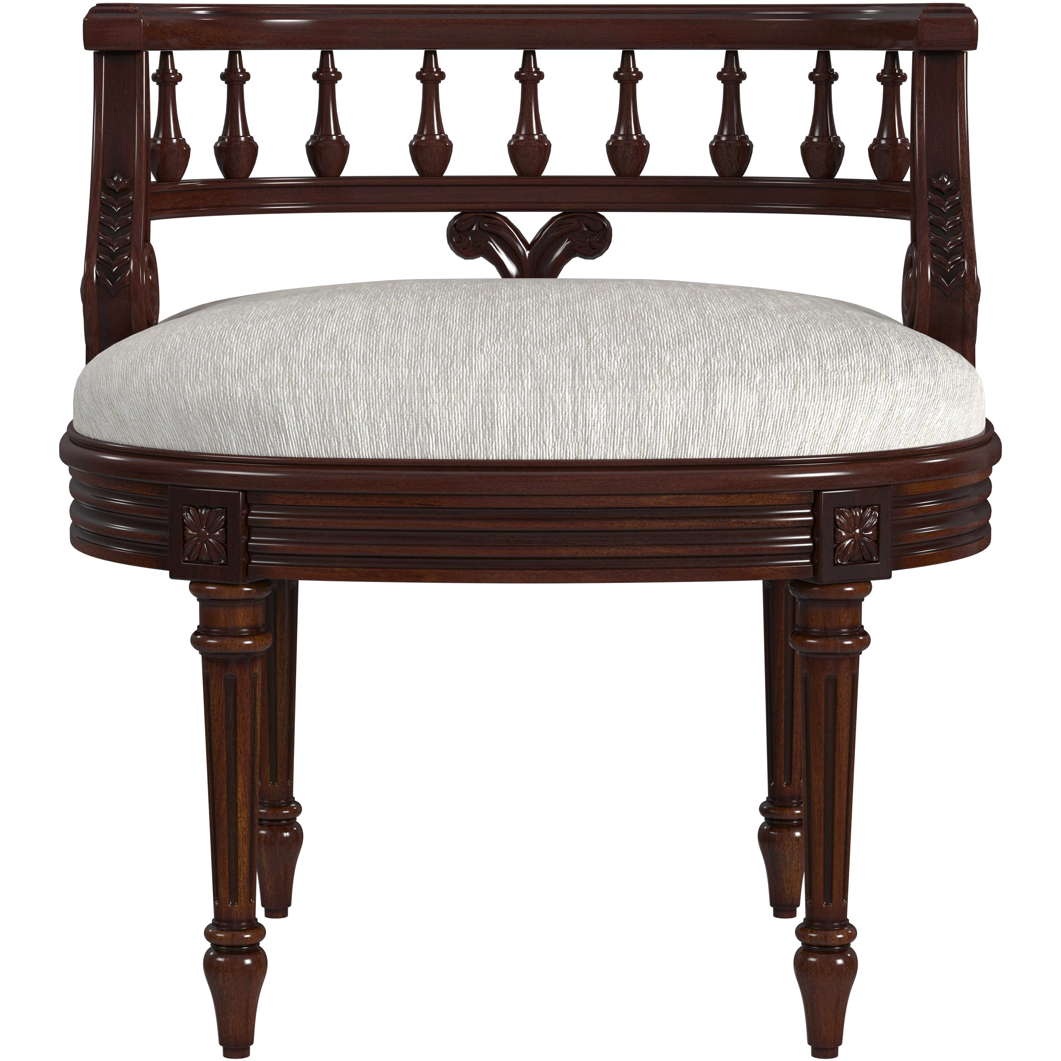 Hathaway Upholstered 22.5"W Vanity Seat in Medium Brown