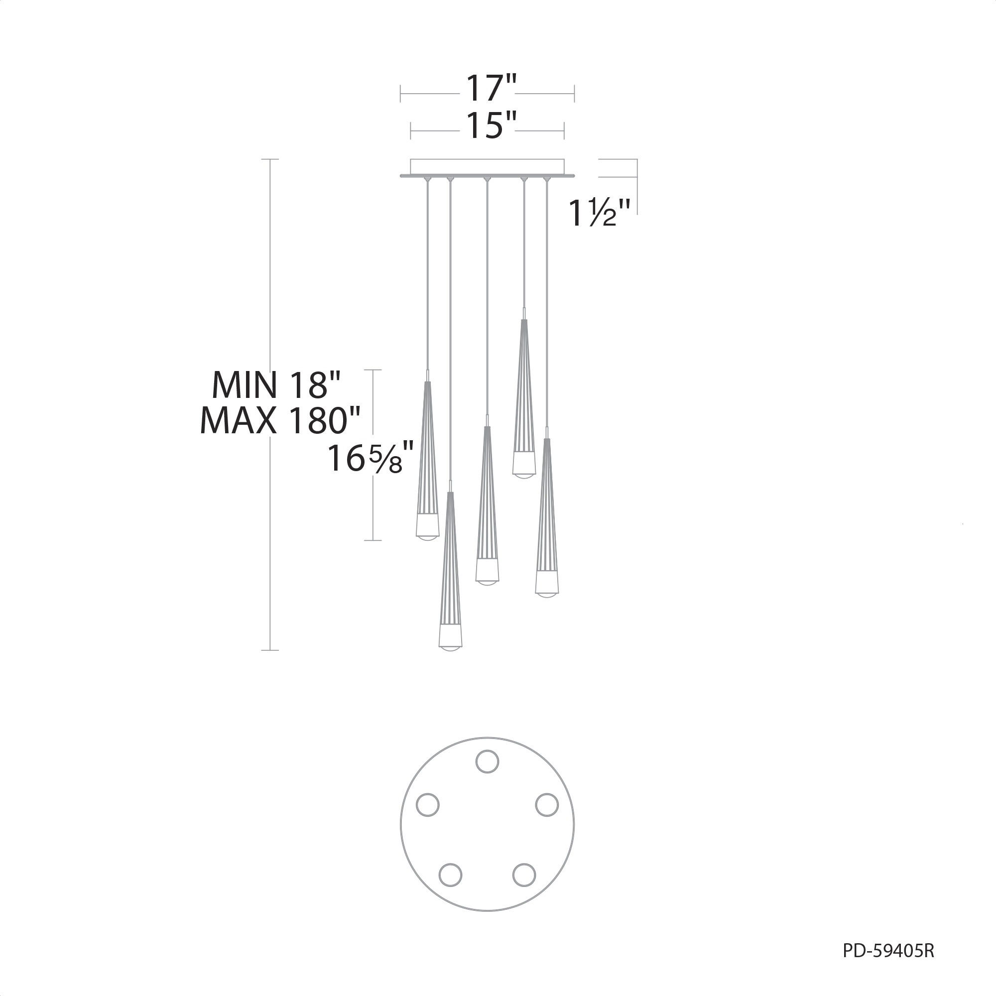 Quill LED 17 inch Chrome Multi-Light Pendant Ceiling Light, dweLED