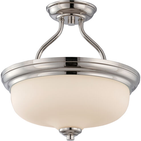 Kirk LED 13 inch Polished Nickel and Etched Semi Flush Mount Ceiling Light