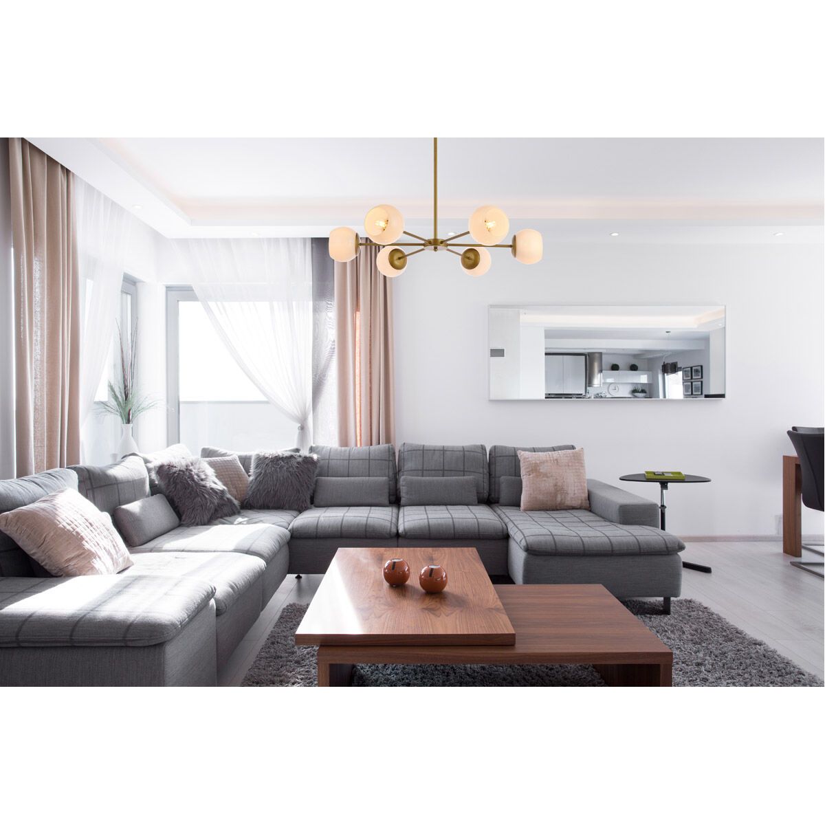 Briggs 6 Light 36 inch Brass Pendant Ceiling Light