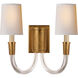 Thomas O'Brien Vivian 2 Light 13.5 inch Hand-Rubbed Antique Brass Double Sconce Wall Light in Natural Paper