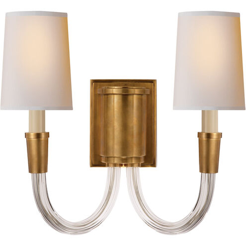Thomas O'Brien Vivian 2 Light 13.5 inch Hand-Rubbed Antique Brass Double Sconce Wall Light in Natural Paper