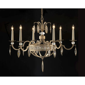 Marquise Crystal 6 Light 36 inch Antique Silver Leaf Chandelier Ceiling Light