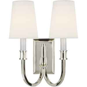 Thomas O'Brien Modern Library 2 Light 11.5 inch Polished Nickel Double Sconce Wall Light in Linen