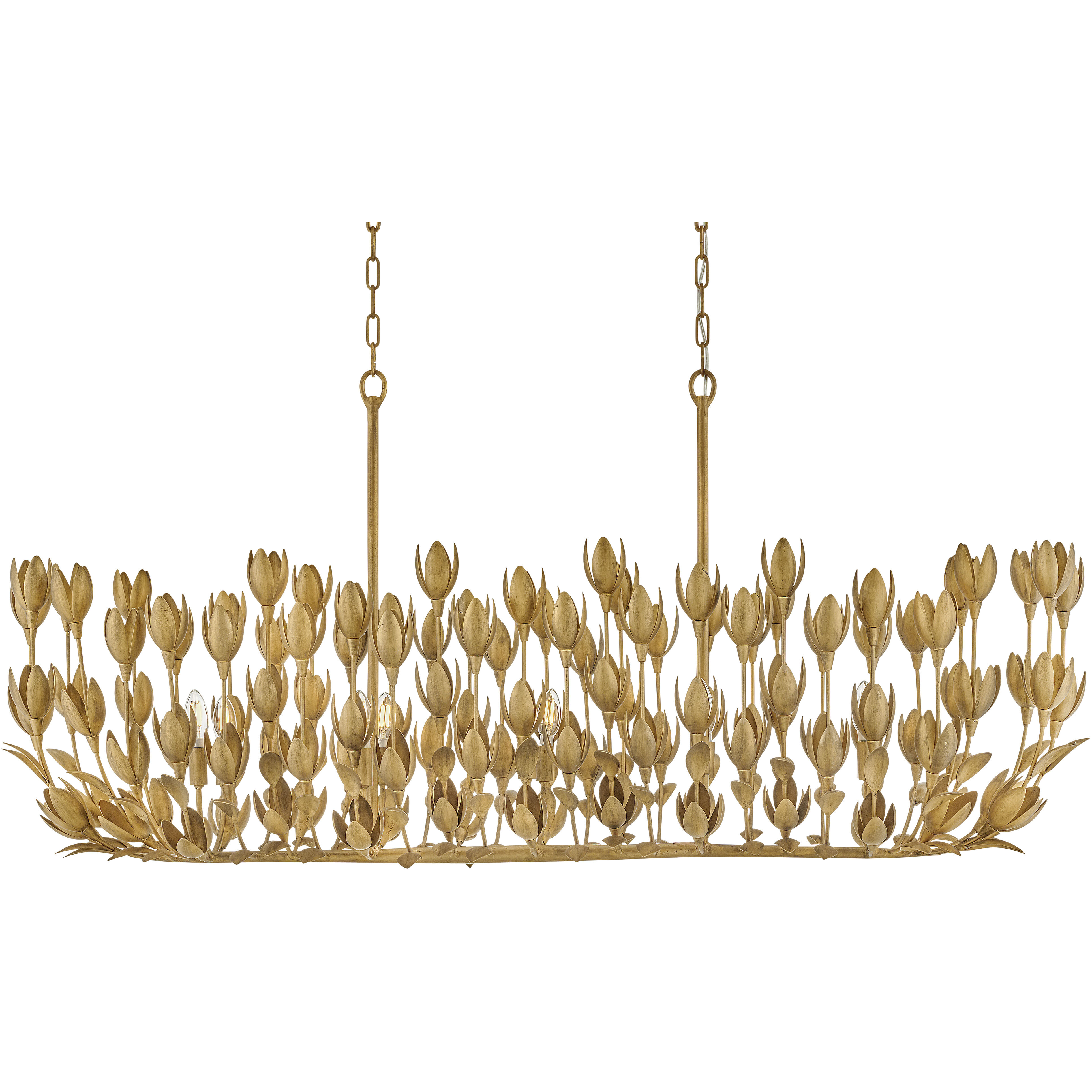 Lisa McDennon Flora 60 inch Burnished Gold Indoor Linear Chandelier Ceiling Light