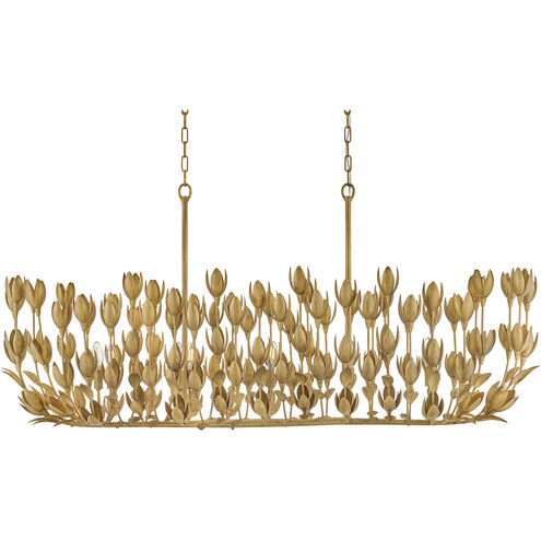 Lisa McDennon Flora LED 60 inch Burnished Gold Indoor Linear Chandelier Ceiling Light