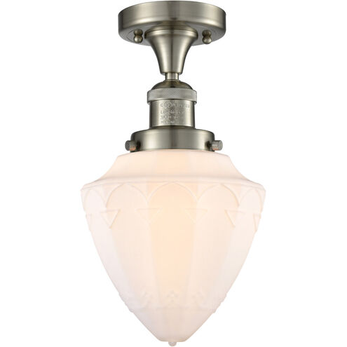 Franklin Restoration Bullet 1 Light 7 inch Brushed Satin Nickel Semi-Flush Mount Ceiling Light