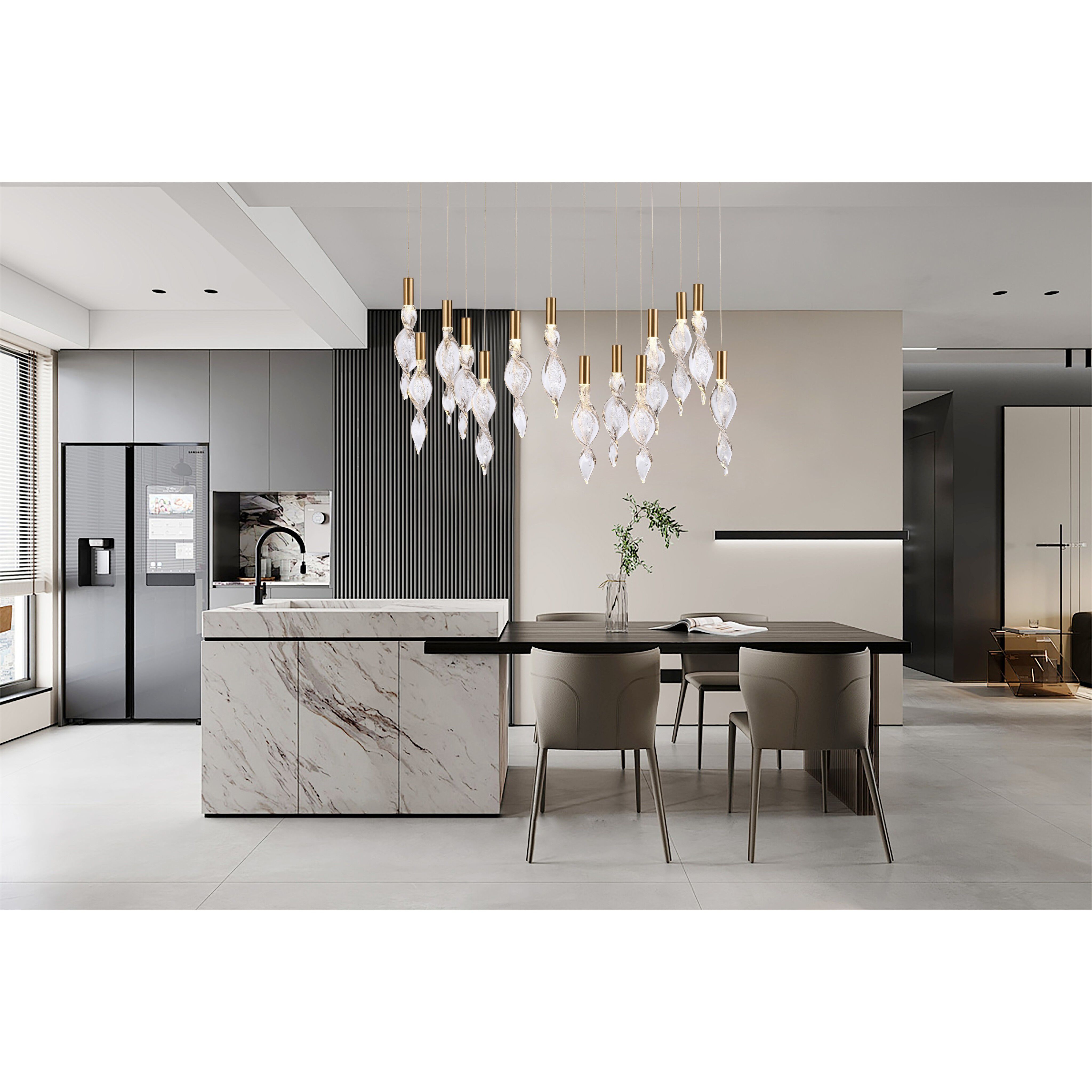 Aurora LED 10 inch Natural Brass Pendant Ceiling Light