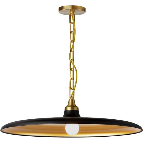 Quentin 1 Light 24 inch Aged Brass Pendant Ceiling Light in Matte Black/Gold
