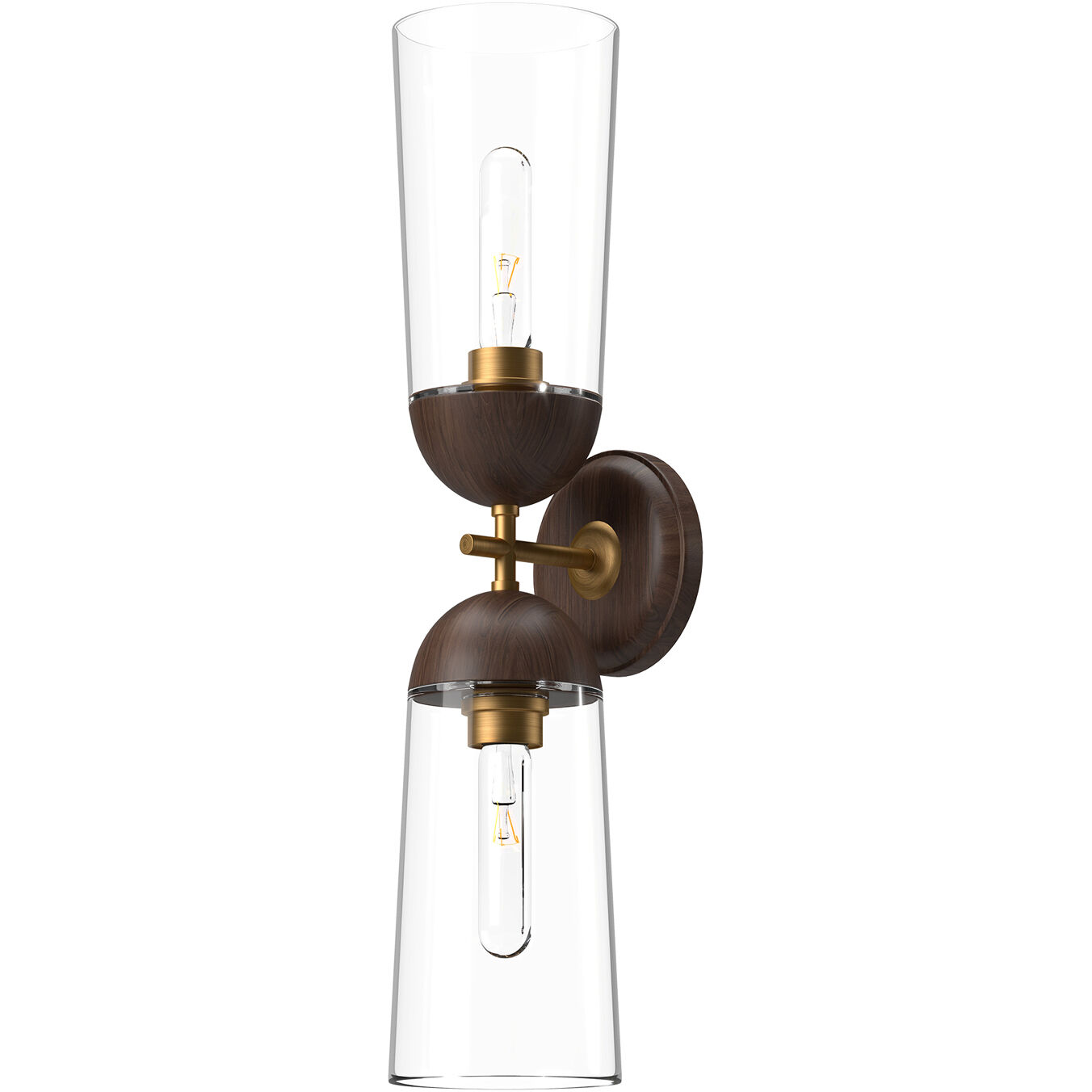 Alora Mood Emil Wall/Vanity Light Wall Light in Aged Gold and Walnut