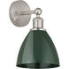 Plymouth Dome 1 Light 7.5 inch Brushed Satin Nickel Sconce Wall Light in Green