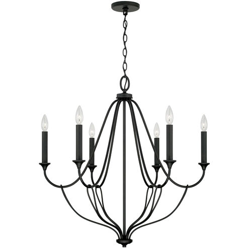 Bentley 6 Light 30 inch Black Iron Chandelier Ceiling Light