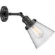 Franklin Restoration Small Cone 1 Light 6 inch Matte Black Sconce Wall Light in Seedy Glass, Franklin Restoration