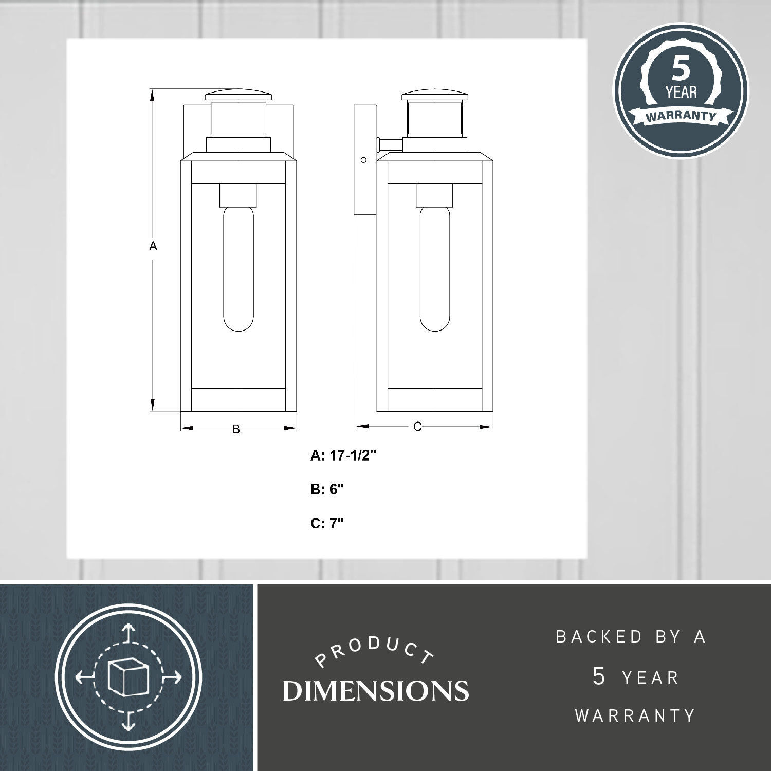 Kinzie Textured Black Outdoor Motion Sensor