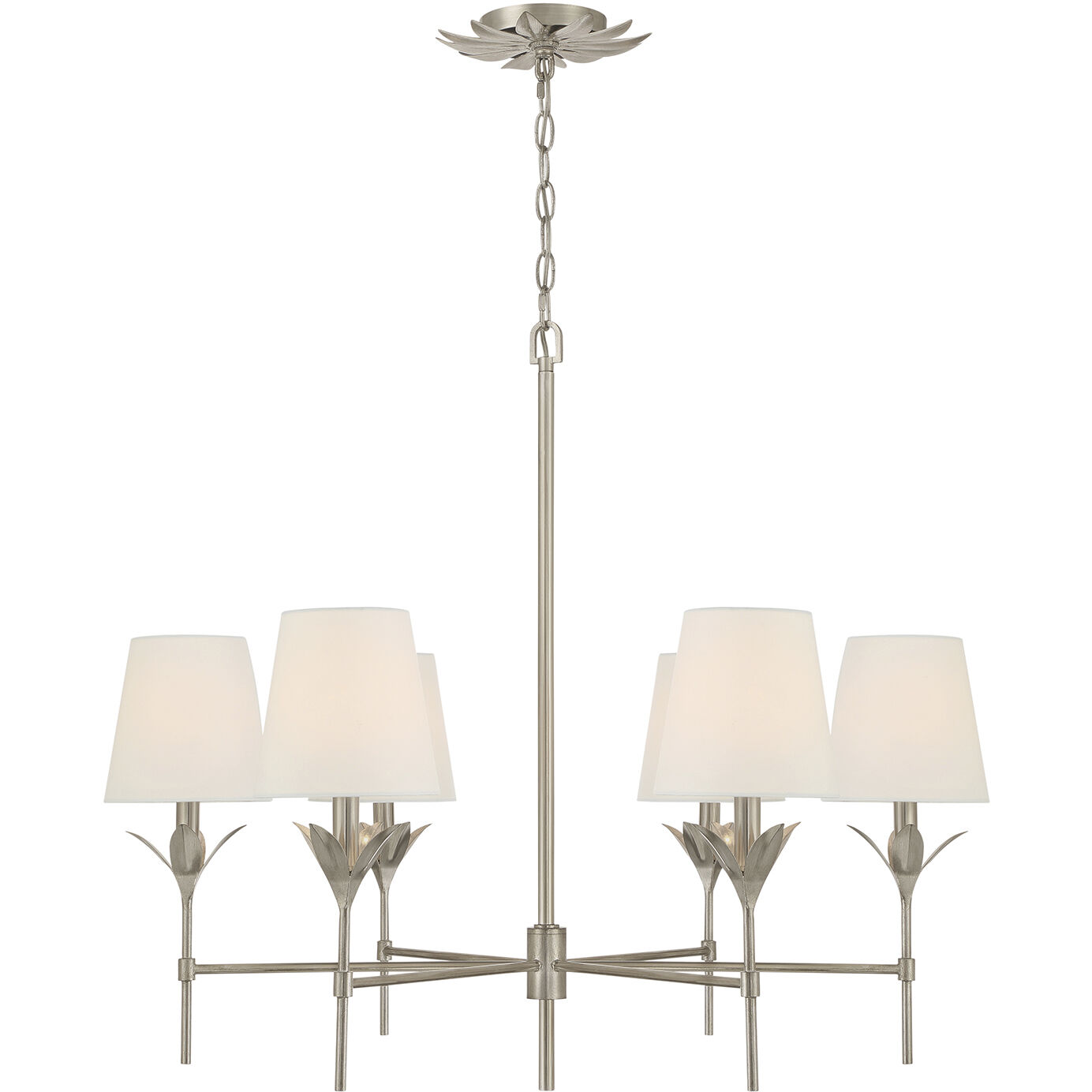 Broche 6 Light 32 inch Antique Silver Chandelier Ceiling Light