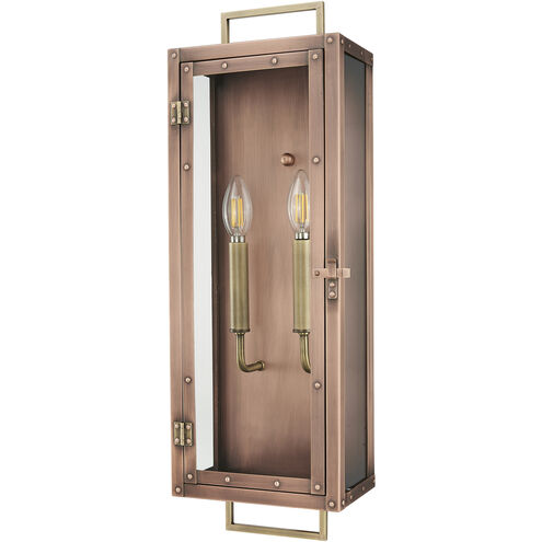 Spencer 2 Light 24 inch Antique Copper with Brass Accents Exterior Wall Mount
