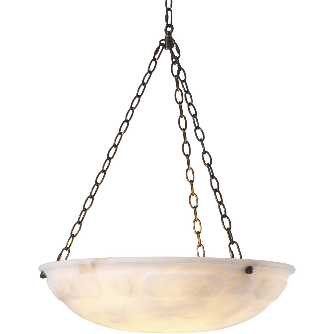 Novara 3 Light 23.82 inch Bronze with Alabaster Chandelier Ceiling Light