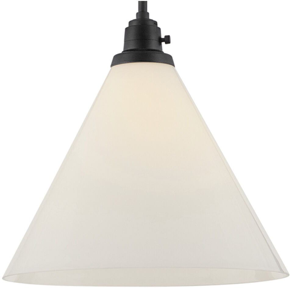 Arti 1 Light 15 inch Black with Cased Opal glass Pendant Ceiling Light in Black / Cased Opal