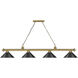 Cordon 4 Light 81.25 inch Rubbed Brass Billiard Ceiling Light in Matte Black Steel