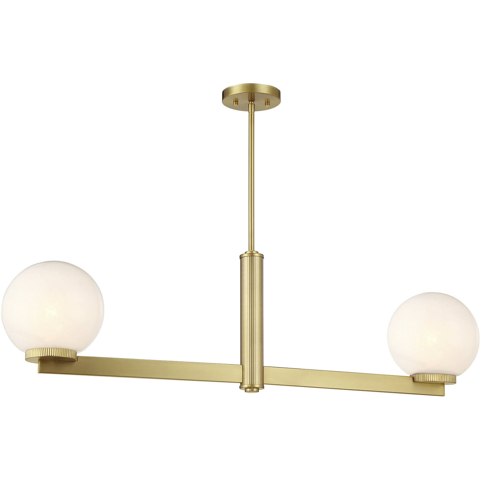 Modern 2 Light 42 inch Natural Brass Linear Chandelier Ceiling Light