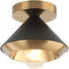 Velax 1 Light 6.5 inch Matte Black Flush Mount Ceiling Light in Matte Black and Aged Gold Brass
