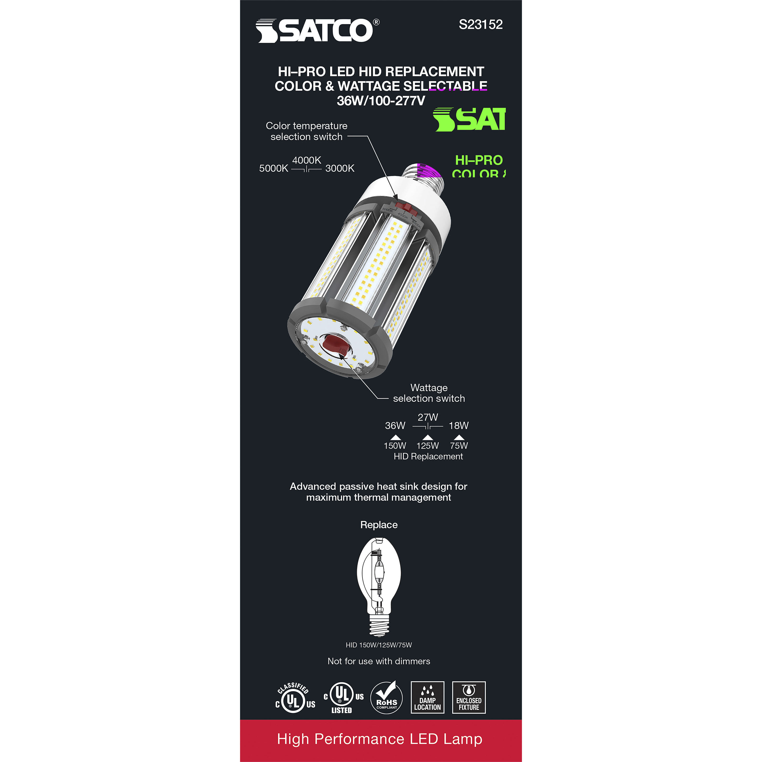 Lumos LED Extended Mogul 18.00 watt 3000K Light Bulb