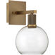 Port Nine LED 8 inch Antique Brushed Brass Wall Sconce Wall Light in Clear