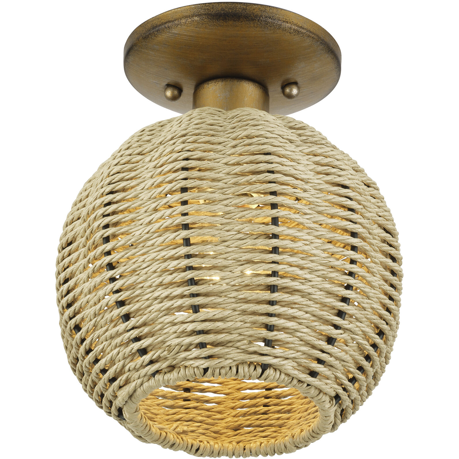 Summervine 1 Light 8 inch Antique Gold Leaf Semi Flush Mount Ceiling Light, Small