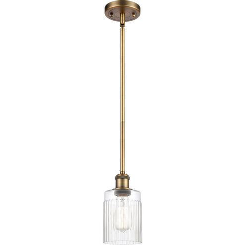 Ballston Hadley 1 Light 5 inch Brushed Brass Pendant Ceiling Light in Clear Glass, Ballston