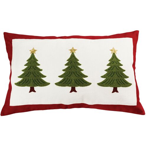 Evergreen 26 X 0.1 inch Red with Green and White Pillow, Cover Only